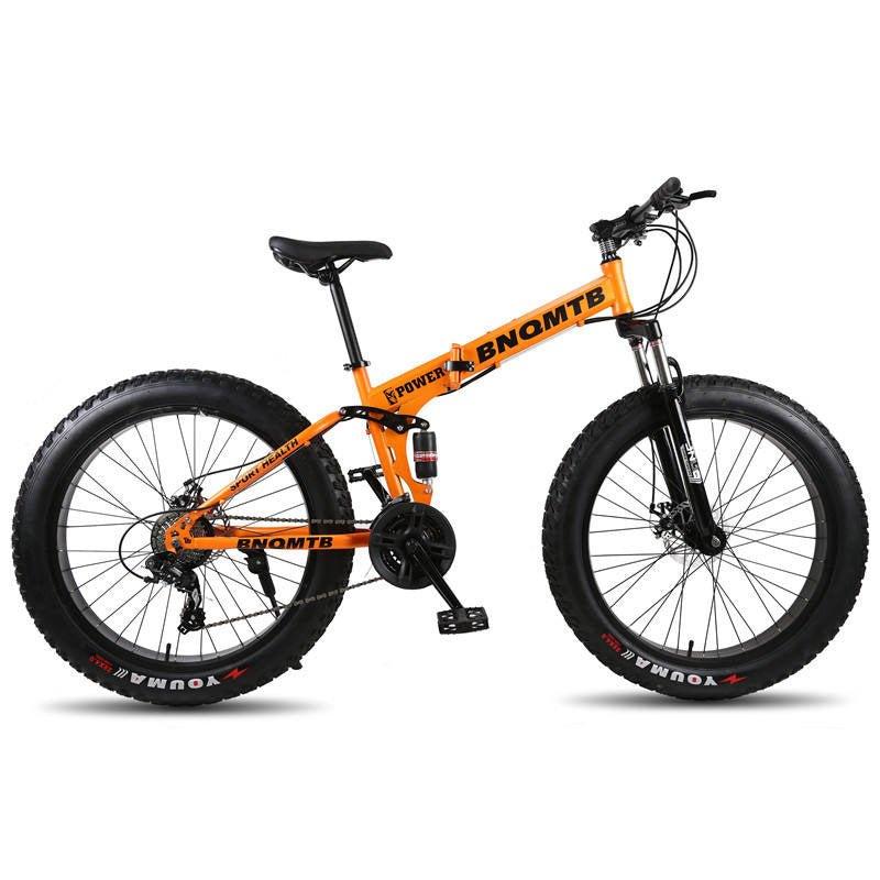 Orange Folding 26 Inch 27 Speed Fat Tyre Double Shock Absorption Mountain Bike - Skateboard Australia