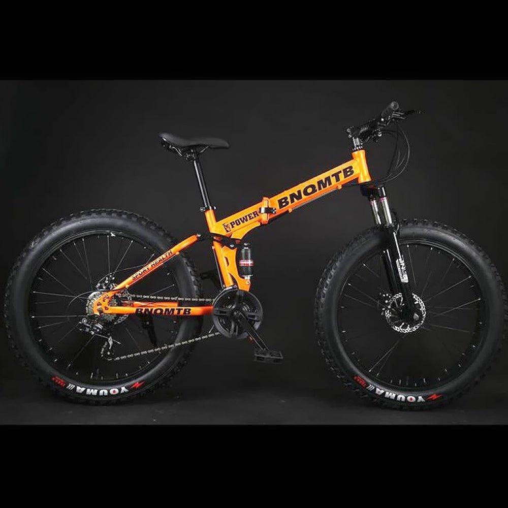 Orange Folding 26 Inch 27 Speed Fat Tyre Double Shock Absorption Mountain Bike - Skateboard Australia