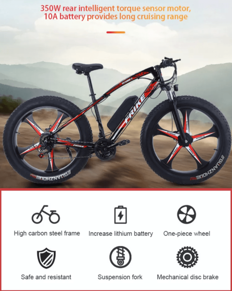 350W 36V 26 Inch 21 Speed Fat Tyre Electric Mountain Bike - Skateboard Australia 