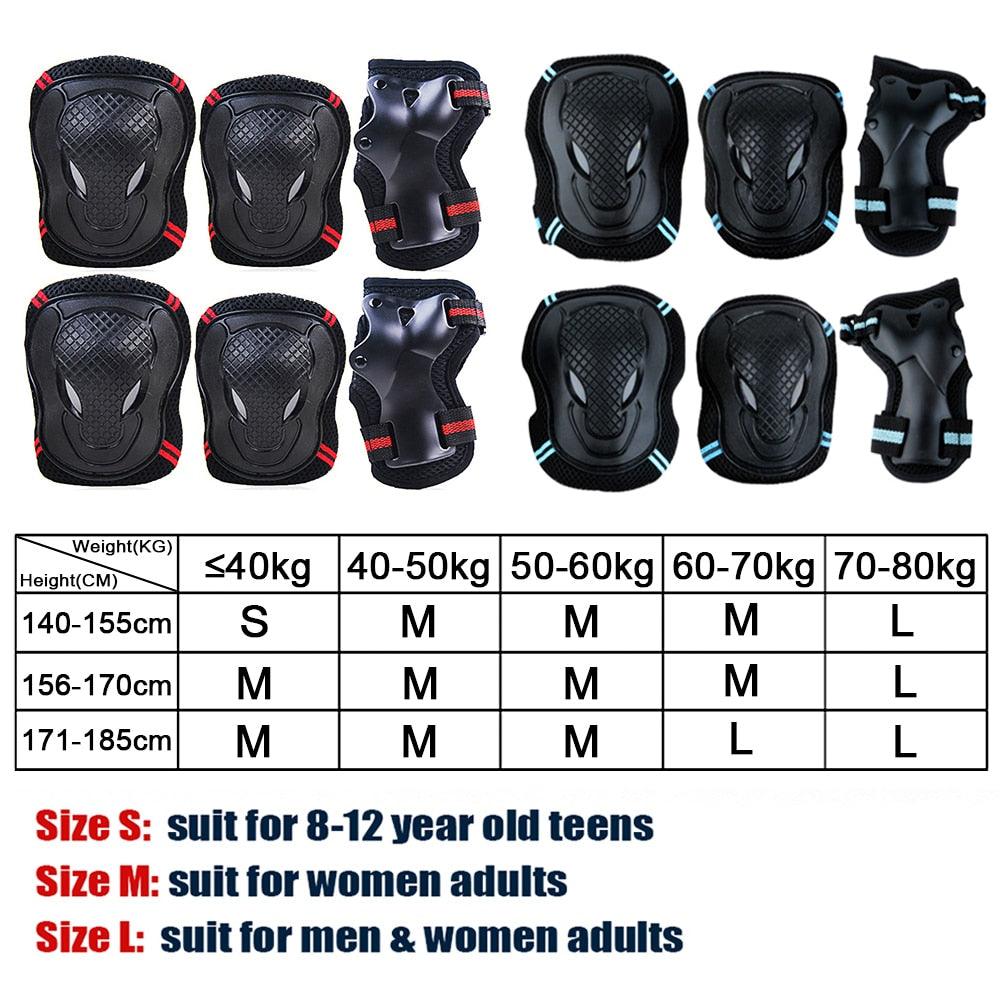 6 Pcs Set Safety Gears BLUE - Knee Protector, Elbow Pad, Wrist Guard - Skateboard Australia 