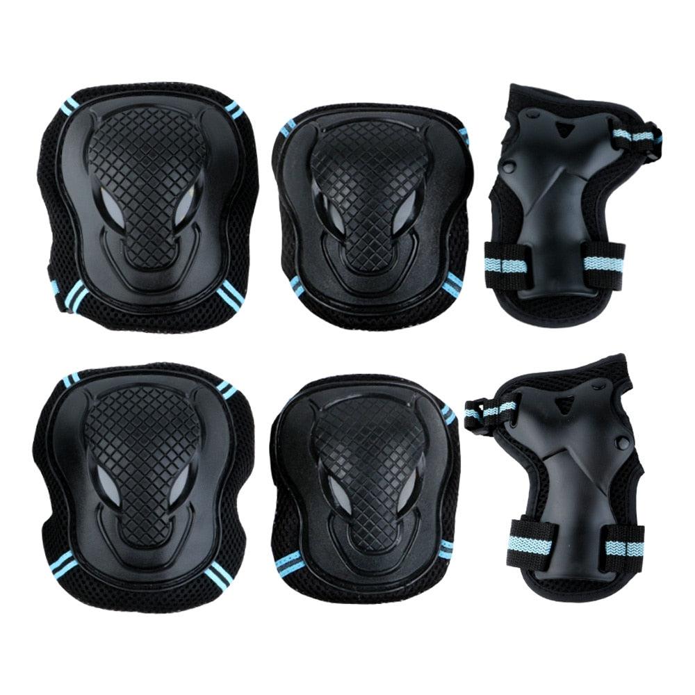 6 Pcs Set Safety Gears BLUE - Knee Protector, Elbow Pad, Wrist Guard - Skateboard Australia 